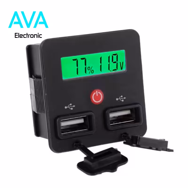 نمایشگر ظرفیت باتری 12 تا 24 ولت دارای USB با خروجی 5v-2.5A