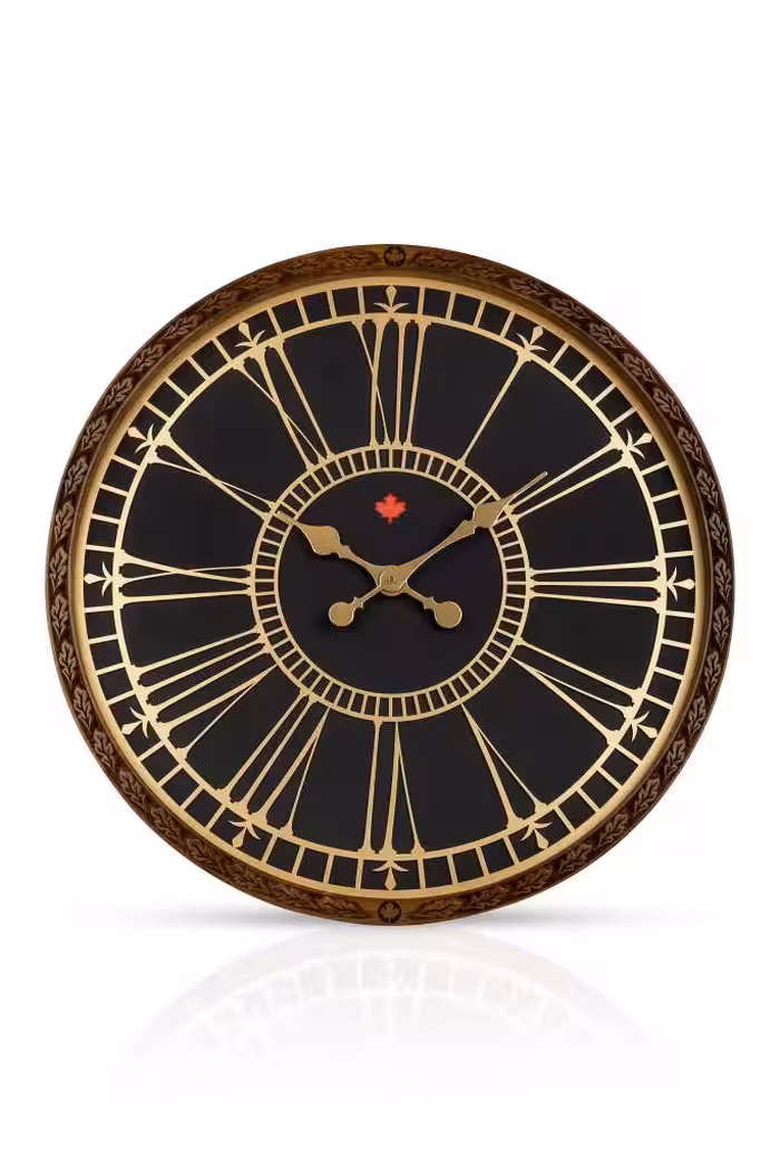 ساعت دیواری چوبی کانادا شیشه‌دار مشکی (80سانت) (ZA10039)