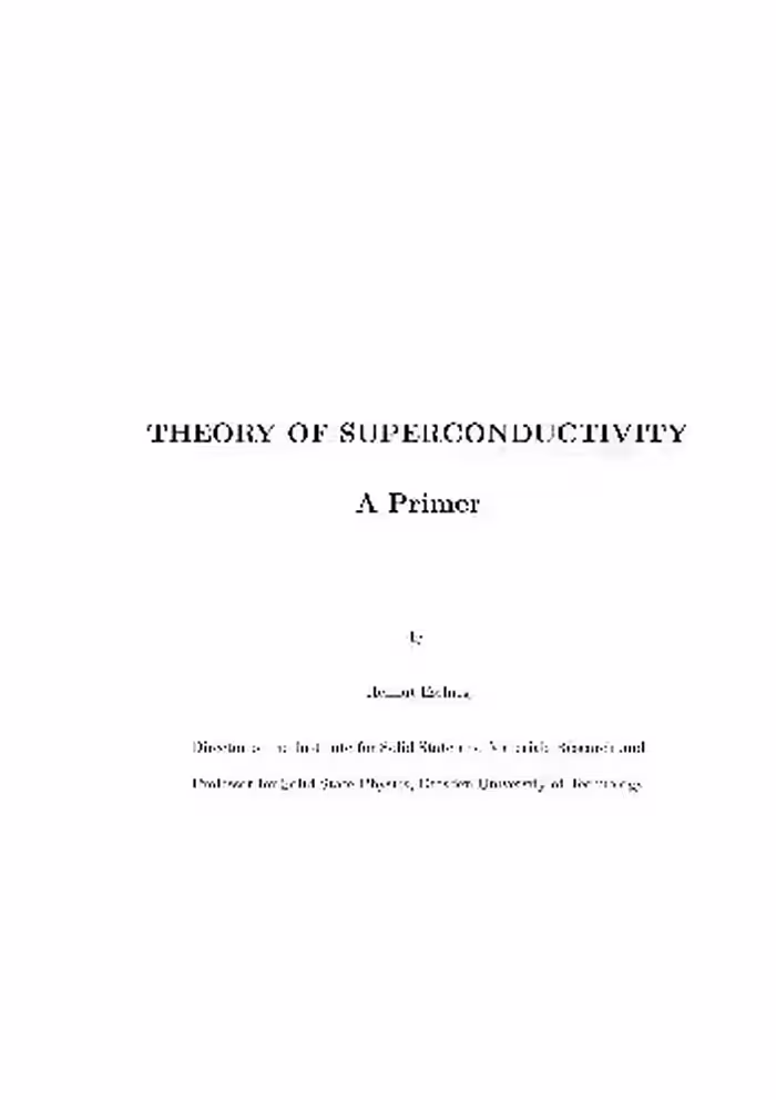 خرید و دانلود نسخه کامل کتاب Theory Of Superconductivity, A Primer
