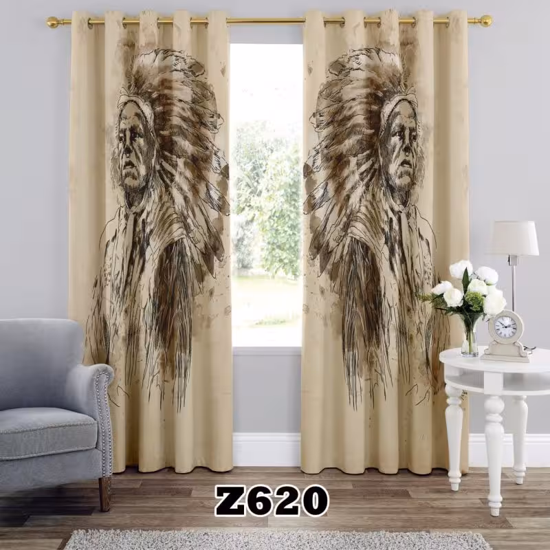 پرده سه بعدی طرح چهره سرخ پوست