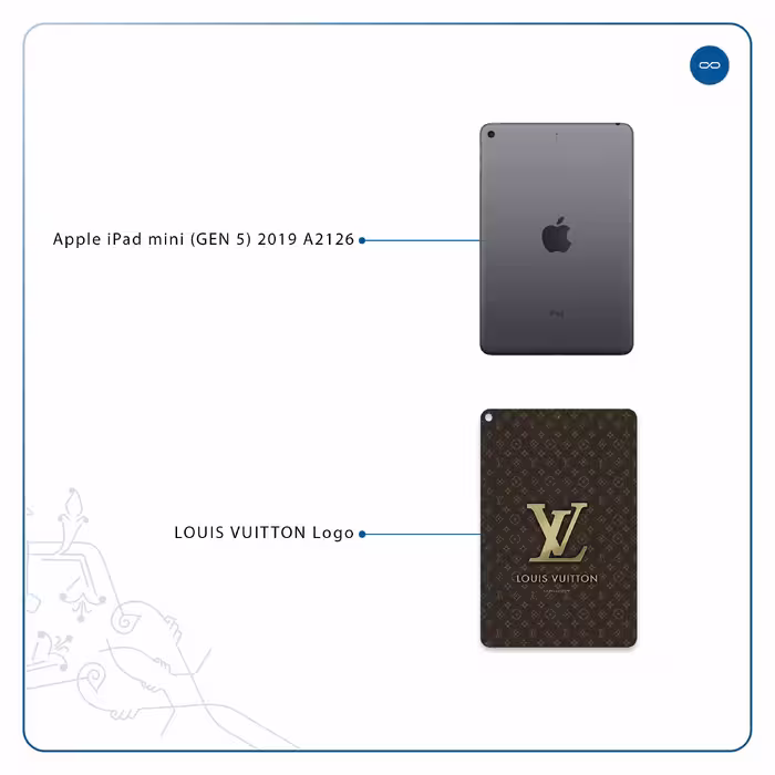 برچسب پوششی ماهوت مدل LOUIS-VUITTON-Logo مناسب برای تبلت اپل iPad mini (GEN 5) 2019 A2126