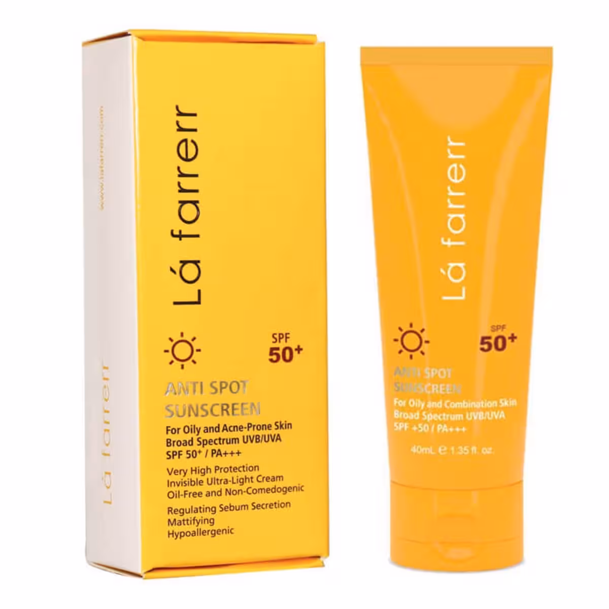 کرم ضدآفتاب و ضدلک بی رنگ (مخصوص پوست چرب و مستعد آکنه) لافارر 40میل SPF30