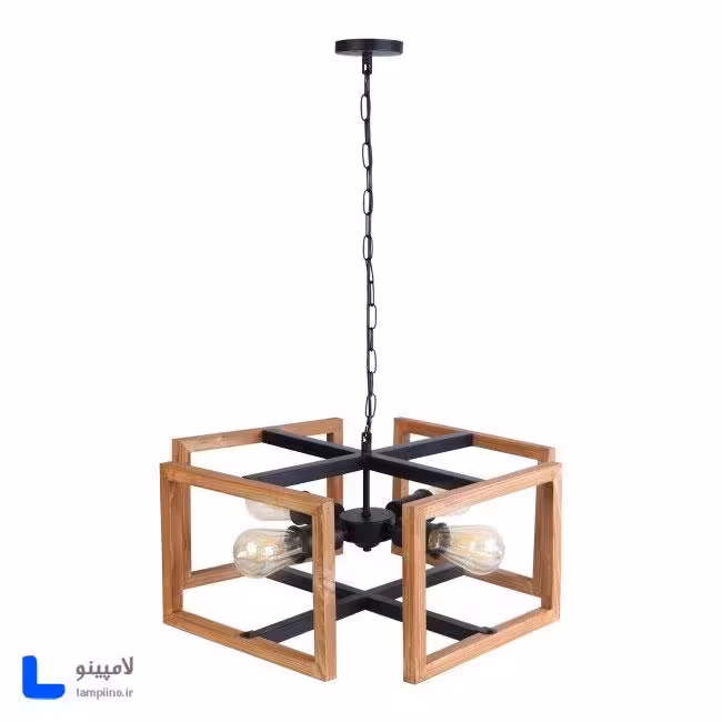 چراغ آویز چهار شعله چوب فلز مدل BAM-1204