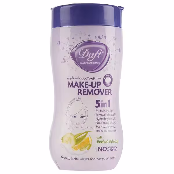 دستمال مرطوب پاک کننده آرایش دافی مدل 5IN1 بسته 70 عددی