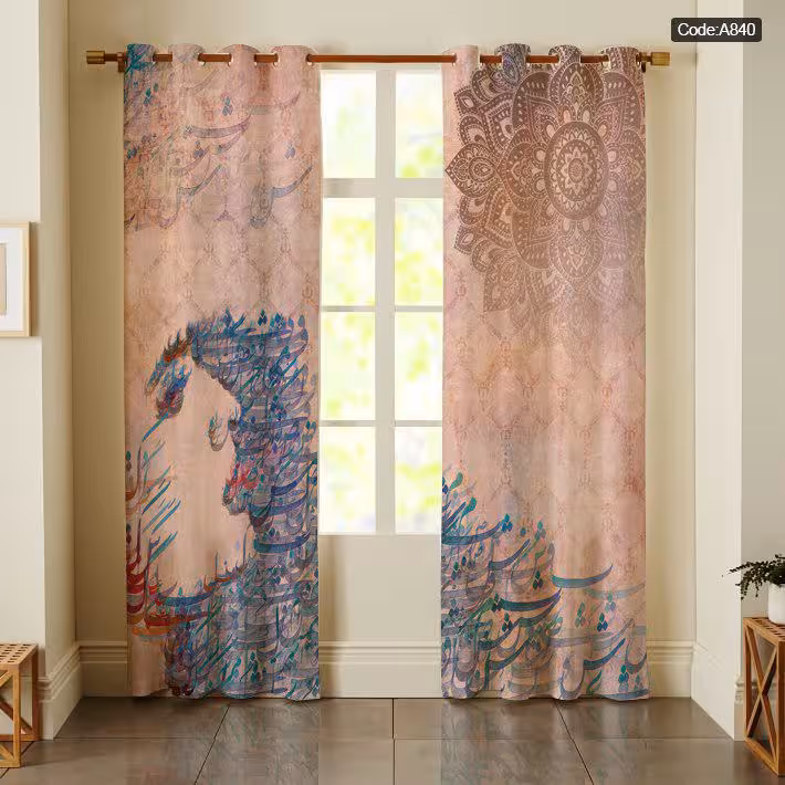 پرده تصویری کد A840   یک پنل حریر پانچی رایگان