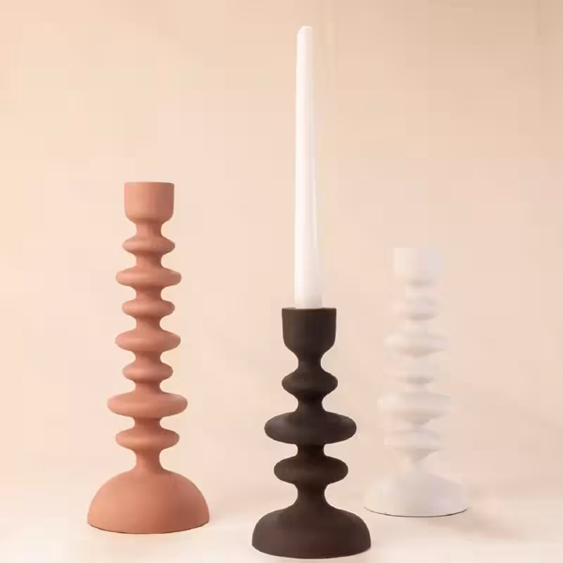 ست سه عددی شمعدان چین دار جاشمعی پلی استر