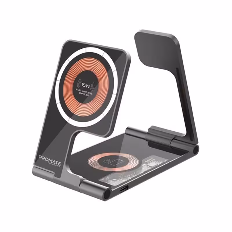 جعبه گشوده: شارژر بی سیم پرومیت مدل AURAFOLD-TRIO