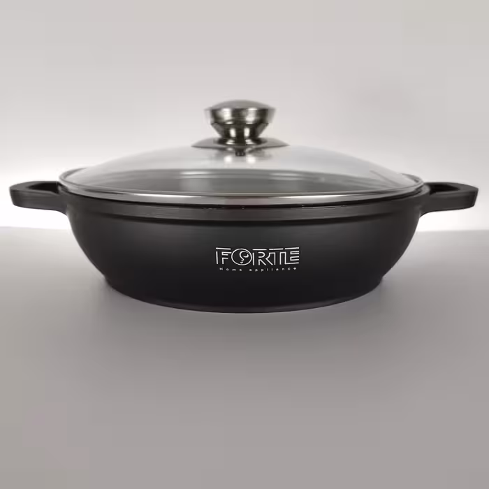 تابه گرانیتی دو دسته سایز 24 برند فورته مشکی FORTE