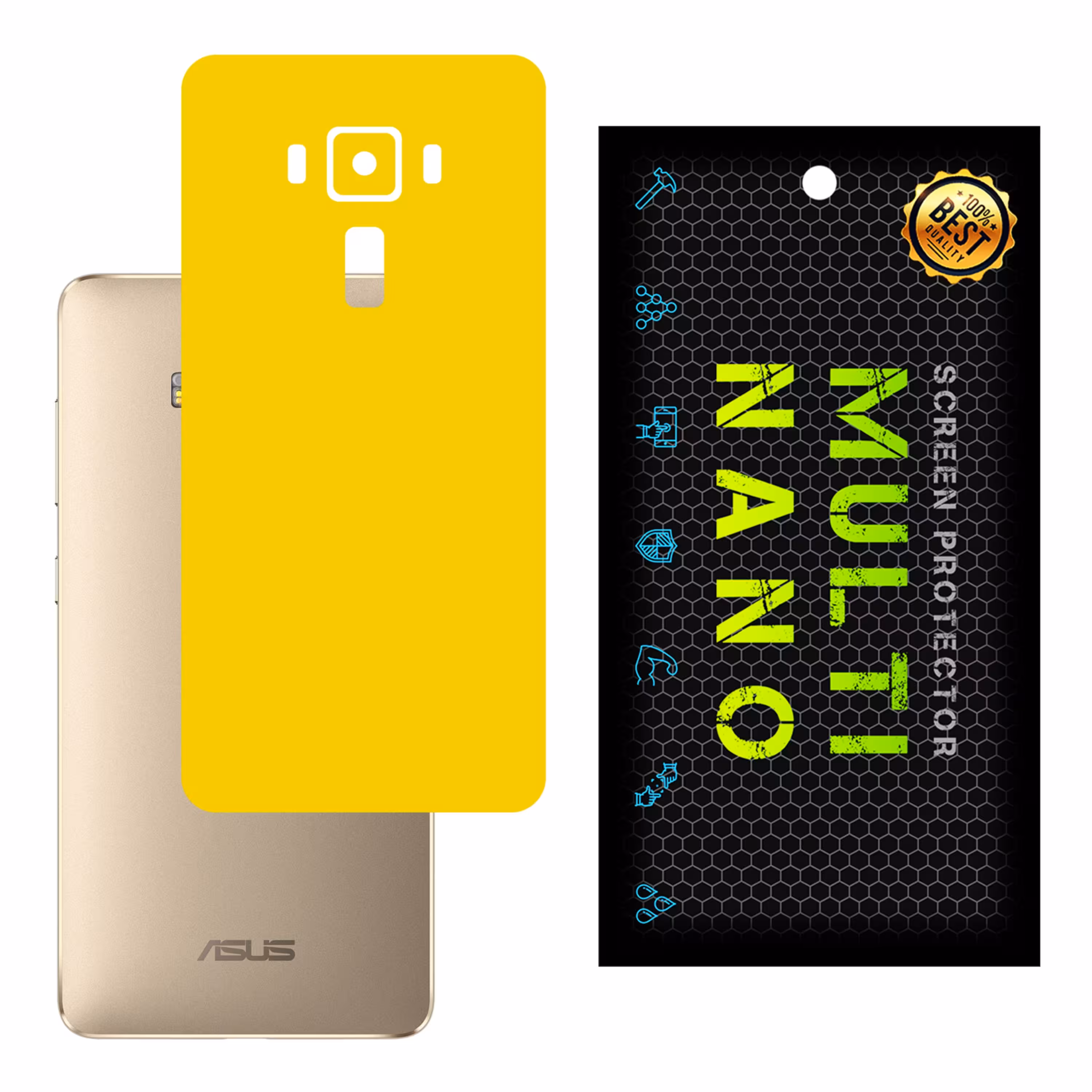 برچسب پوششی MultiNano مدل X-F1M-Yellow برای پشت موبایل ایسوس Zenfon 3 Deluxe 5.7