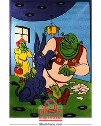 گلیم فرش ماشینی عروسکی طرح شرک 4 متری