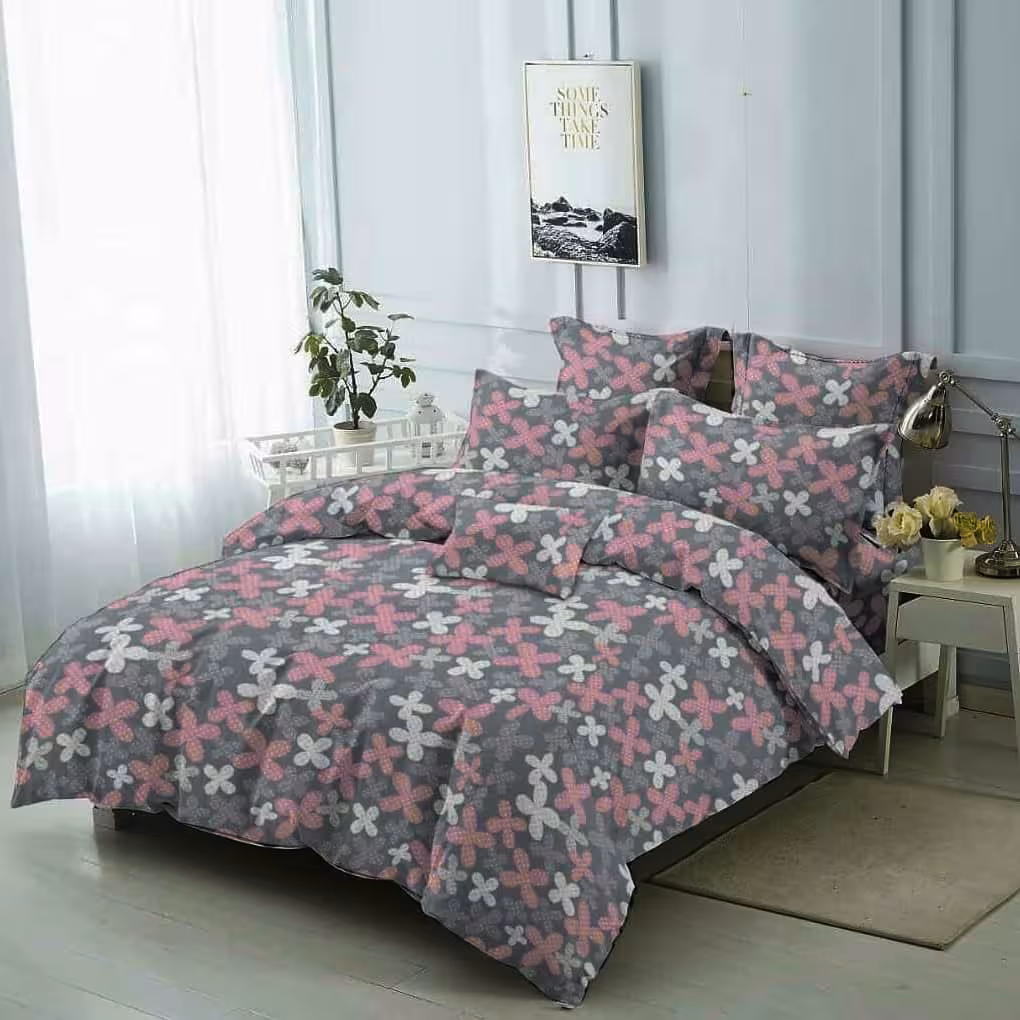 روتختی طوسی صورتی گلدار کد 978