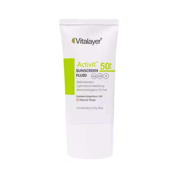فلوئید ضد آفتاب پوست چرب  SPF50 بژ طبیعی اکتی ویت ویتالیر