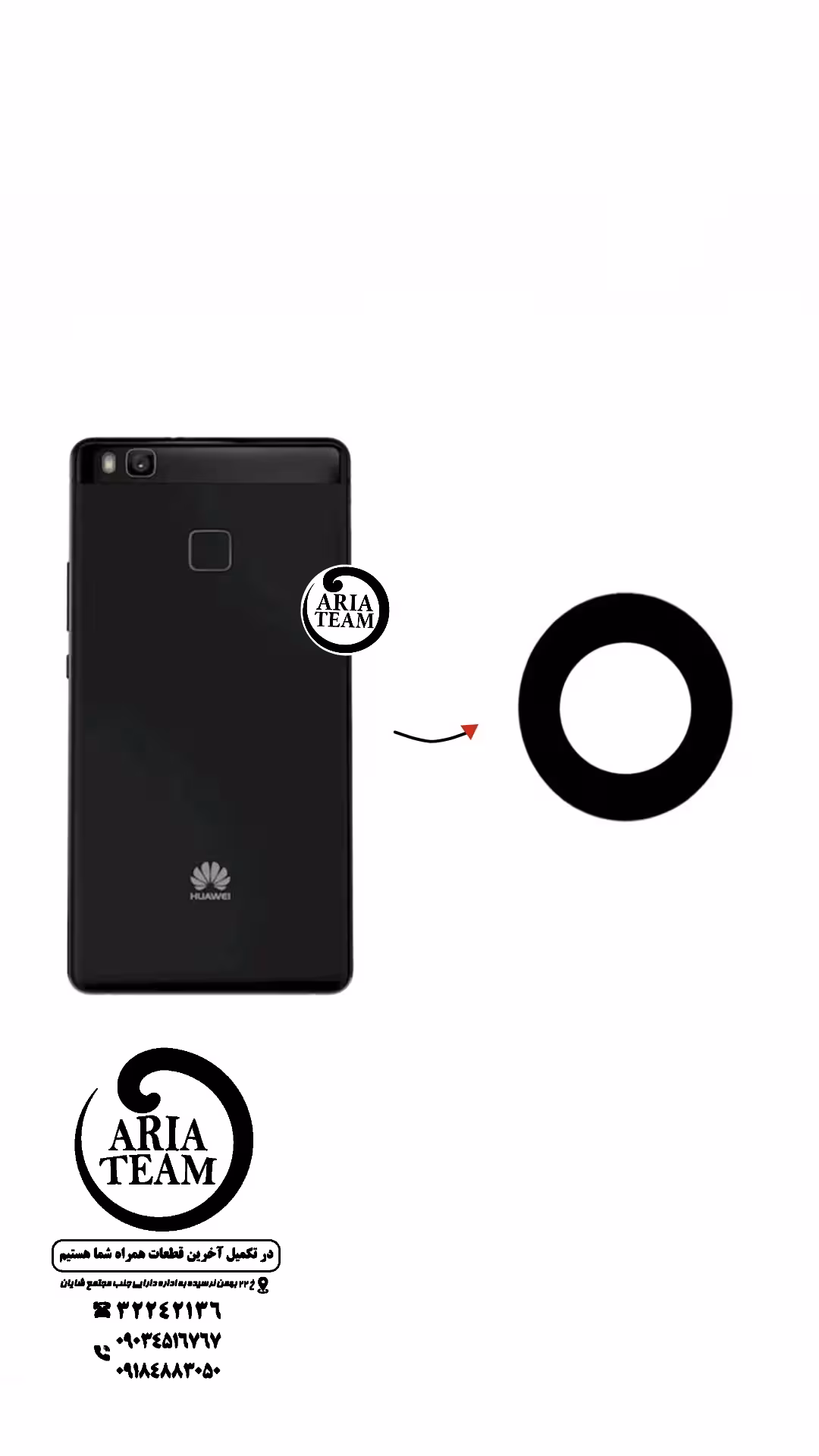 شیشه لنز دوربین هوآوی p9 / p8 lite