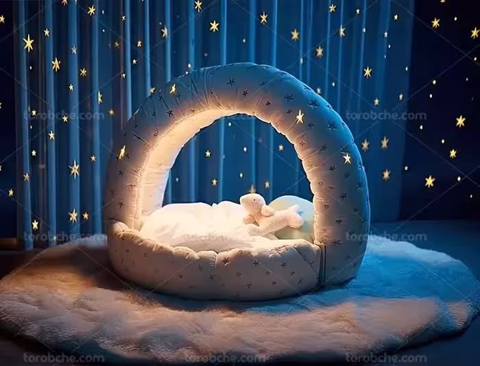 بک دراپ عکاسی کودک با ستاره های طلایی | گرافیک با طعم تربچه