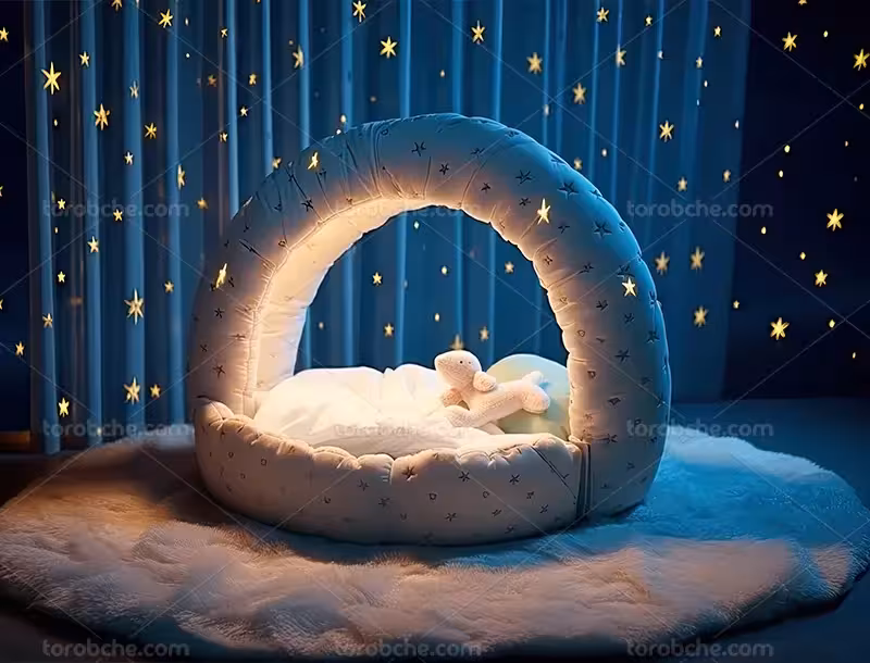 بک دراپ عکاسی کودک با ستاره های طلایی | گرافیک با طعم تربچه