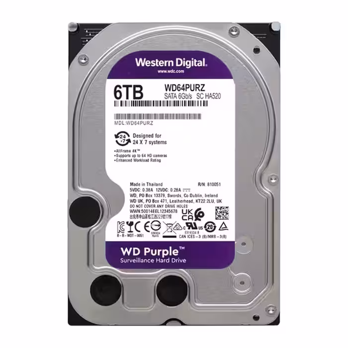 هارددیسک اینترنال وسترن دیجیتال مدل Purple WD64PURZ ظرفیت 6 ترابایت