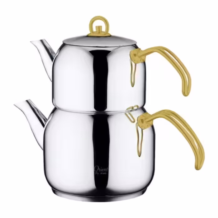 ست کتری و قوری آریلدیزAryildiz مدل 10002 Orient با دستگیره استیل طلایی