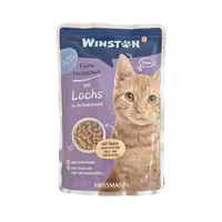 پوچ گربه بالغ با طعم ماهی سالمون در سس خامه برند winston وینستون 100 گرمی