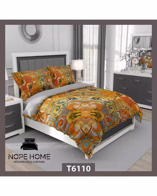سرویس لحاف روتختی یک نفره 5 تکه نوپه هوم Nopehome طرح پتینه مدرن کد T6110