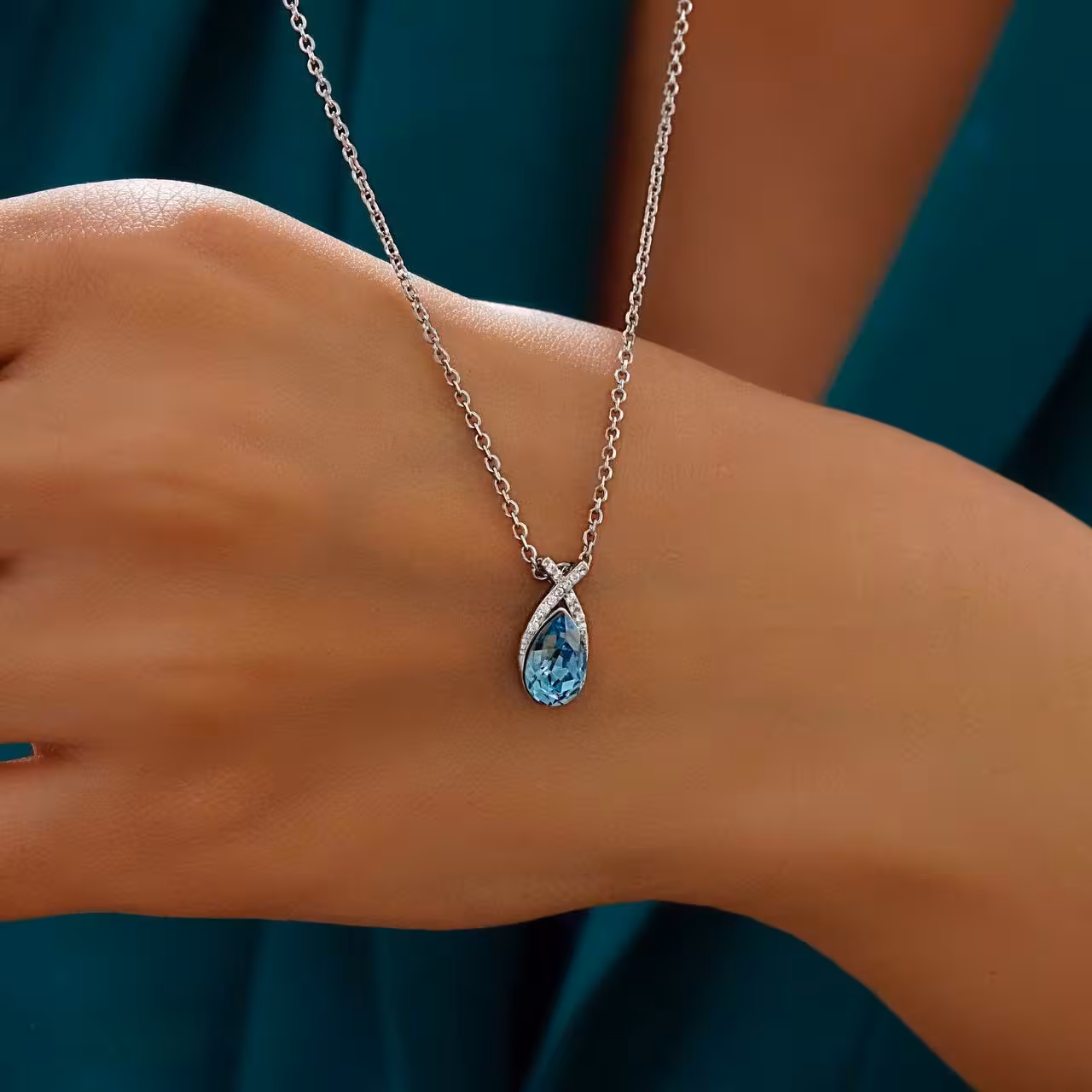 گردنبند سوارسکی زنانه نقره کد 20371