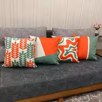 کاور کوسن مخمل مبلی سبز نارنجی(پسکرایه هزینه ارسال با مشتری)