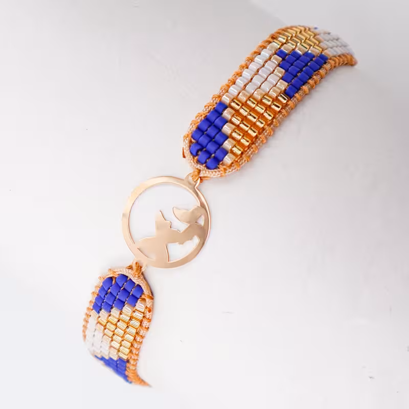 دستبند بافت طلا طرح پروانه