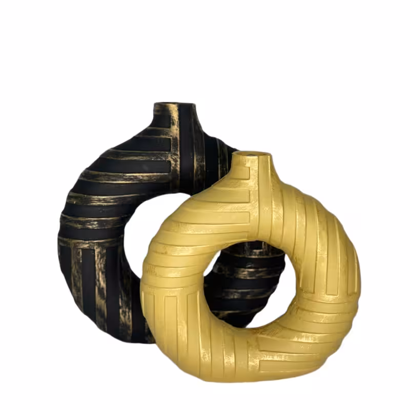 گلدان دکوری مدل دوناتی پتینه مجموعه دو عددی