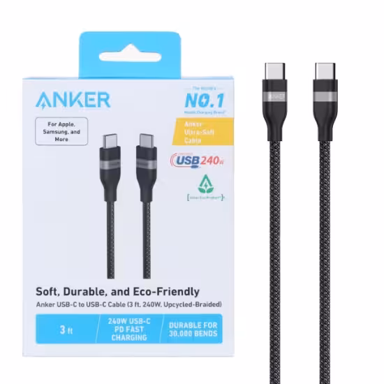 کابل تبدیل انکر USB-C به USB-C مدل A82E2H11 طول 90 سانتیمتر