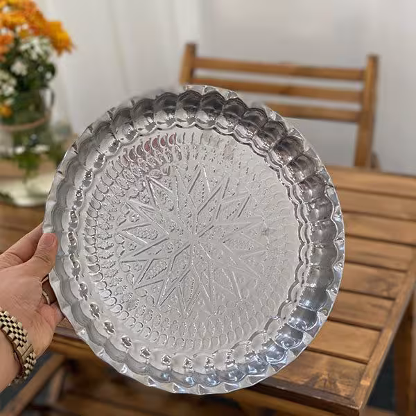 سینی استیل انگشتی طرح دار سایز 35