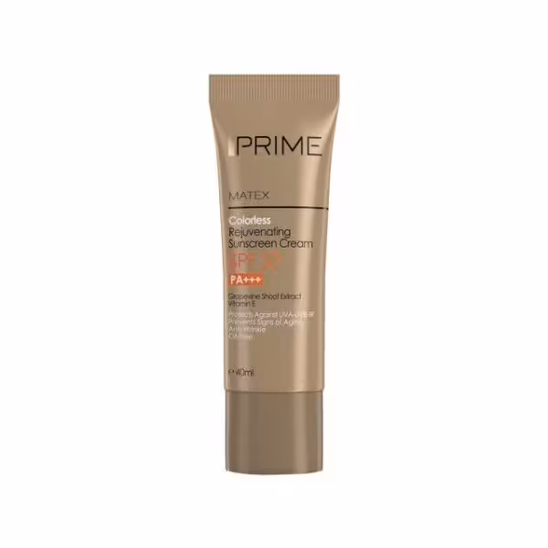کرم ضد آفتاب جوان کننده پرایم مدل Matex Colorless SPF 50 حجم 40 میلی لیتر - بی رنگ