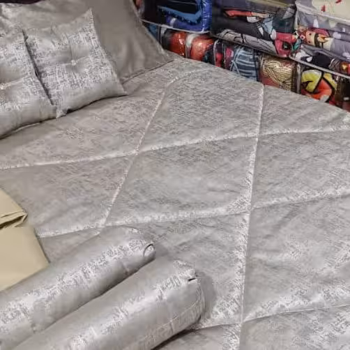 روتختی دونفره 10 تیکه جنس ژاکارد کریستالی ⁦طرح جدید و پرفروش طوسی پتینه