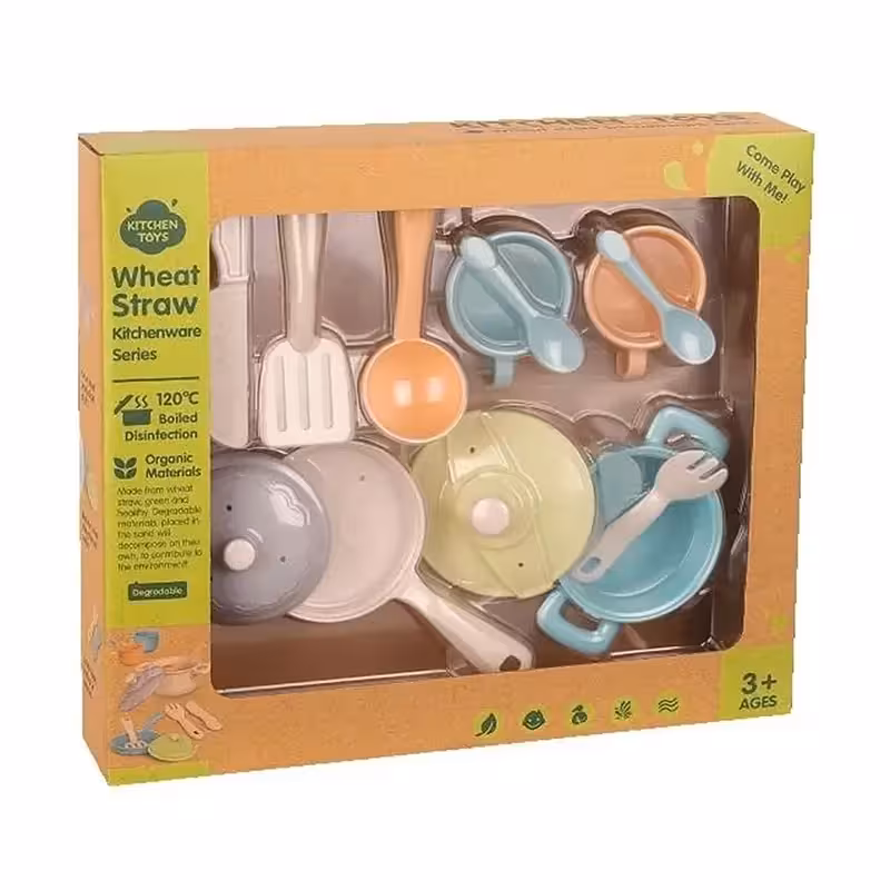 اسباب بازی مدل ست ظروف آشپزخانه با الیاف طبیعی کد HG3019