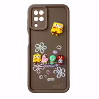 قاب Solid عروسکی طرح خانواده باب اسفنجی مناسب برای Samsung A22-4G-قهوه ای