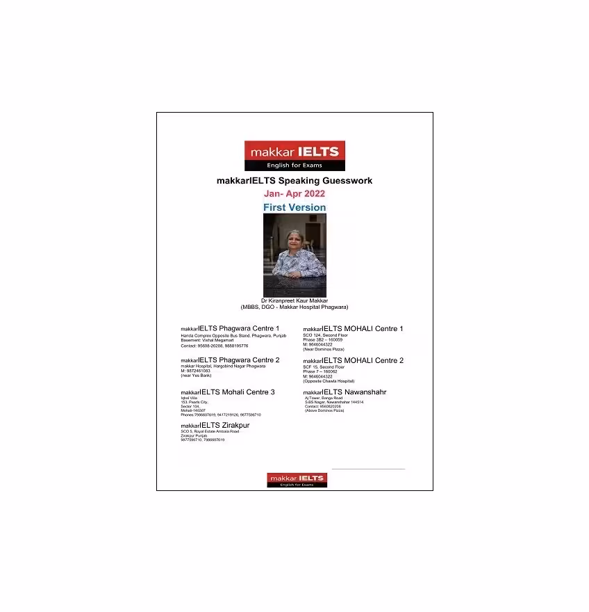 کتاب ماکار ایلتس اسپیکینگ Makkar IELTS Speaking Guesswork Jan Apr 2022 First Version