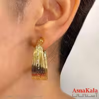 گوشواره دخترانه مینیمال طرح حلقه آینه ای فشن رنگ طلایی کد GSH151765W