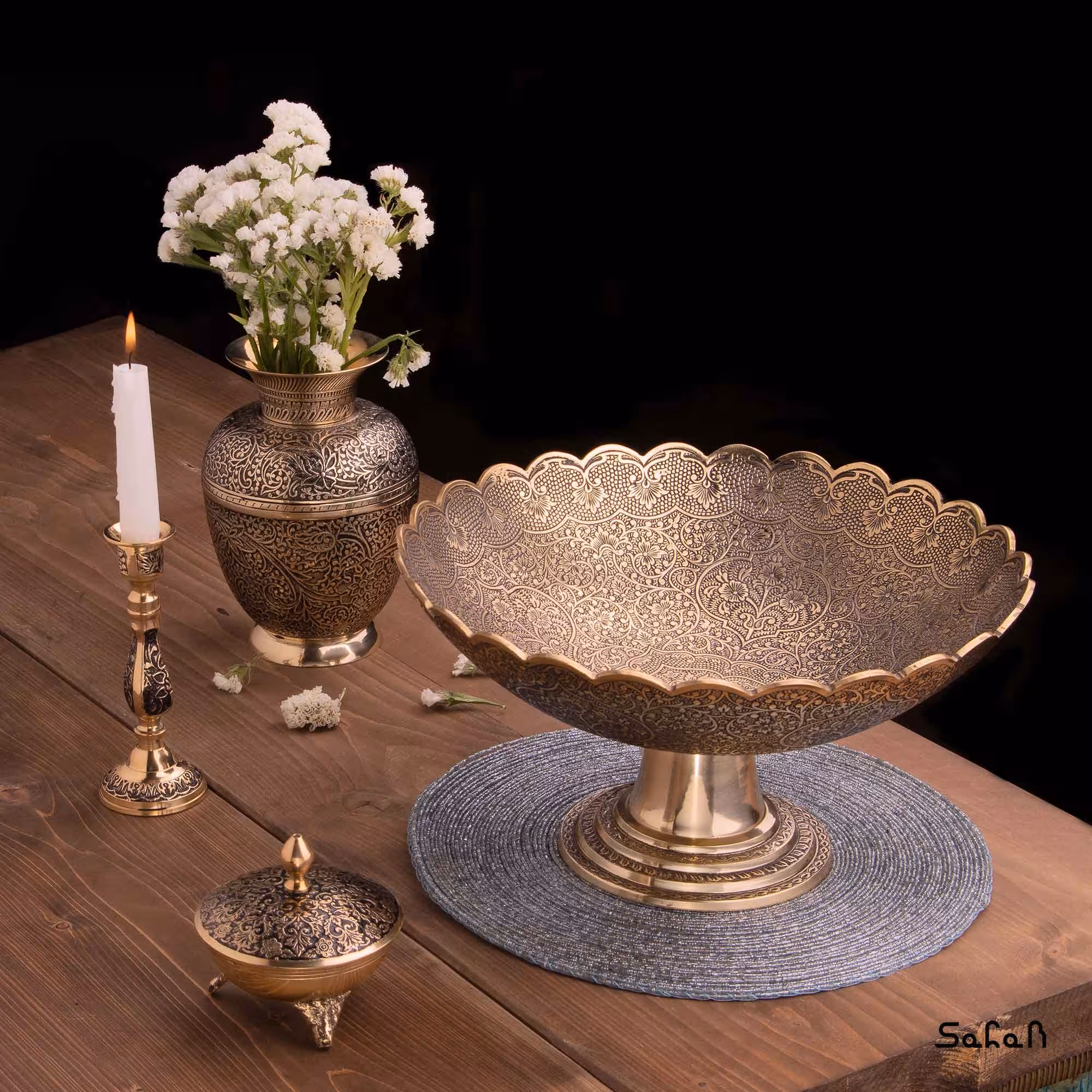 ست پذیرایی برنجی طلایی کد 028