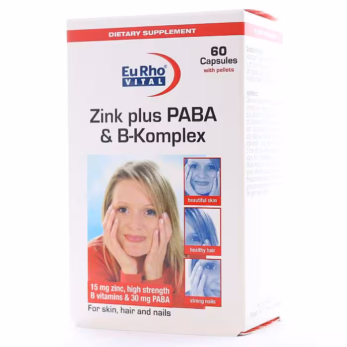 کپسول زینک پلاس پابا و ب کمپلکس یوروویتال 60 عدد