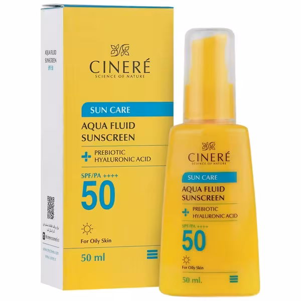 کرم ضدآفتاب  SPF 50 فلوییدی بی رنگ پوست چرب سینره 50 میلی‌لیتر Cinere
