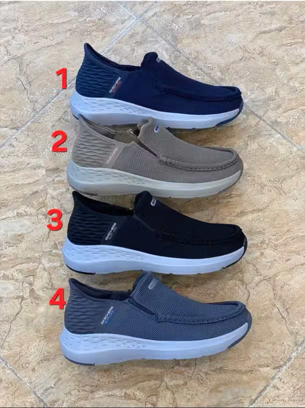 کتونی ویتنامی اسکیچرز اسلیپ امو رویه برزنتی ،بدون بند ساخت ویتنام فروش بصورت عمده و تک.وارداتی ویتنام، اسکیچرز پیاده رویی بسیار سبک و طبی و راحت . سایز 40 تا 45 .Skechers Gostep Slip_Ins