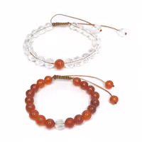 دستبند ست سنگ عقیق سرخ و کریستال کوارتز کد 310098