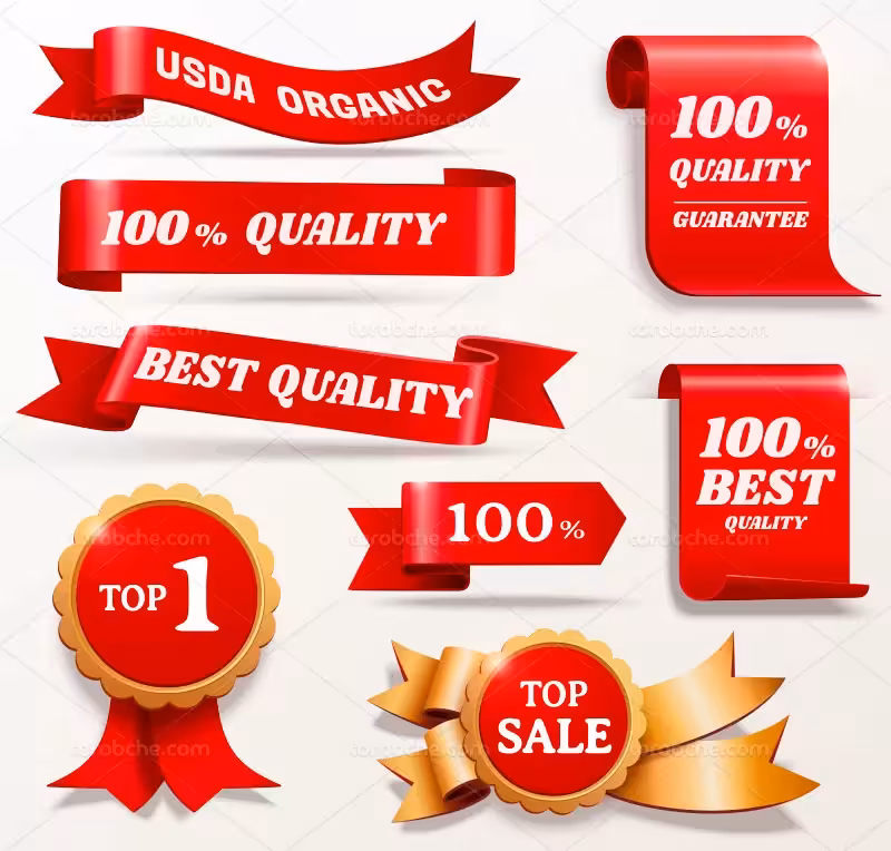 وکتور لیبل قرمز محصولات | گرافیک با طعم تربچه