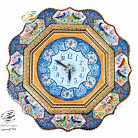 ساعت خاتم کاری گل و مرغ آبی با صفحه میناکاری