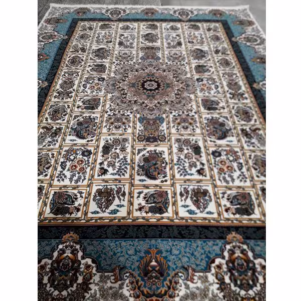 فرش 700 شانه طرح الیزه زمینه کرم کاشان