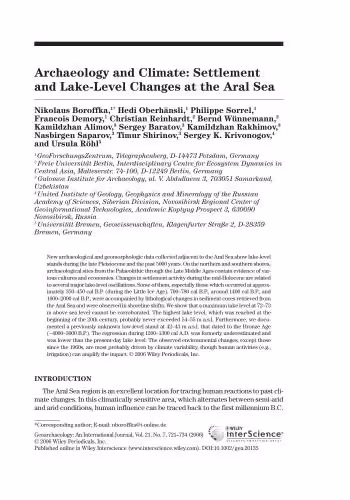 خرید و دانلود نسخه کامل کتاب Archaeology and Climate: Settlement and Lake-Level Changes at the Aral Sea