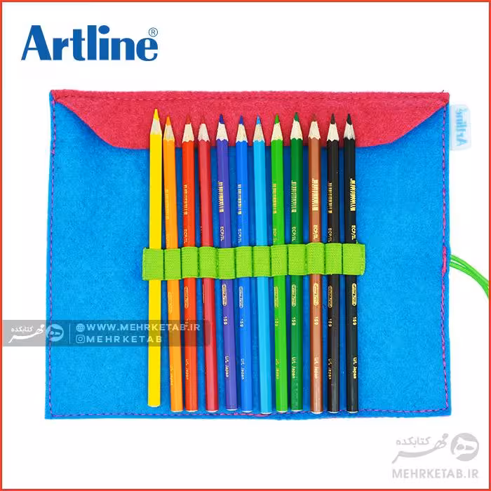مداد رنگی 12 رنگ آرتلاین با جامدادی نمدی