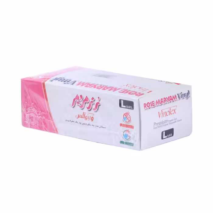 دستکش چند منظوره وینولکس سایز بزرگ رز مریم 100 عددی