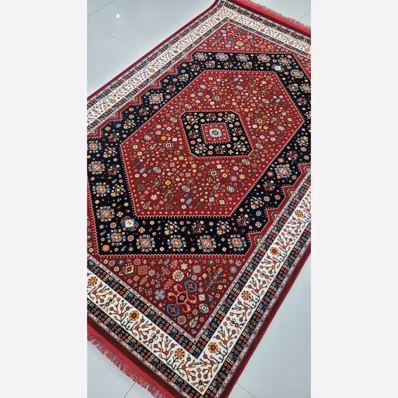 فرش قرمز ماشینی کاشان700شانه آکرلیک طرح بیجار6متری(باارسال رایگان)