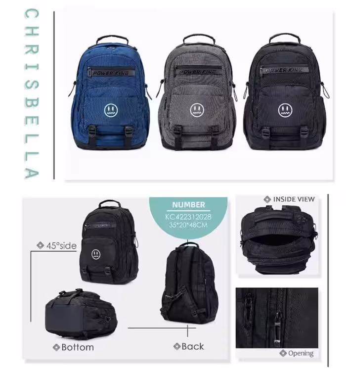 کوله وارداتی پاورکینگ کد KC2028 رنگ سرمه ای سایز35*20*48*