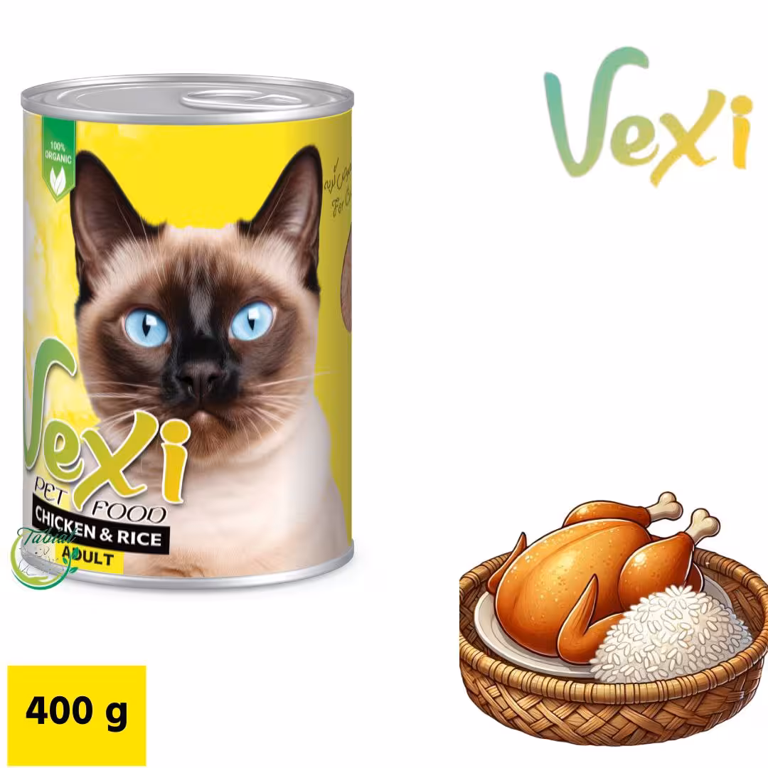 کنسرو گربه وکسی طعم گوشت مرغ و برنج 400 گرم