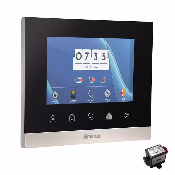 مانیتور دربازکن تصویری سیماران مدل 77TKM به همراه محافظ ولتاژ مانیتور